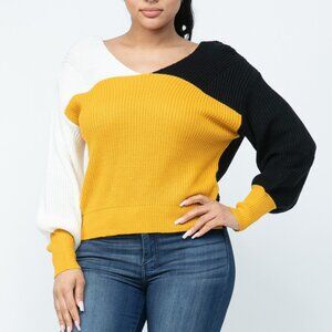 Colorblock Twist Back Sweater
